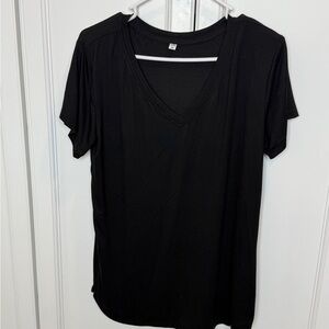 BYTAVI Black Relaxed Short Sleeve Tee- Fair Trade Recycled Material